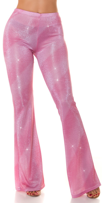 Party flarred pants with glitter gradient Pink